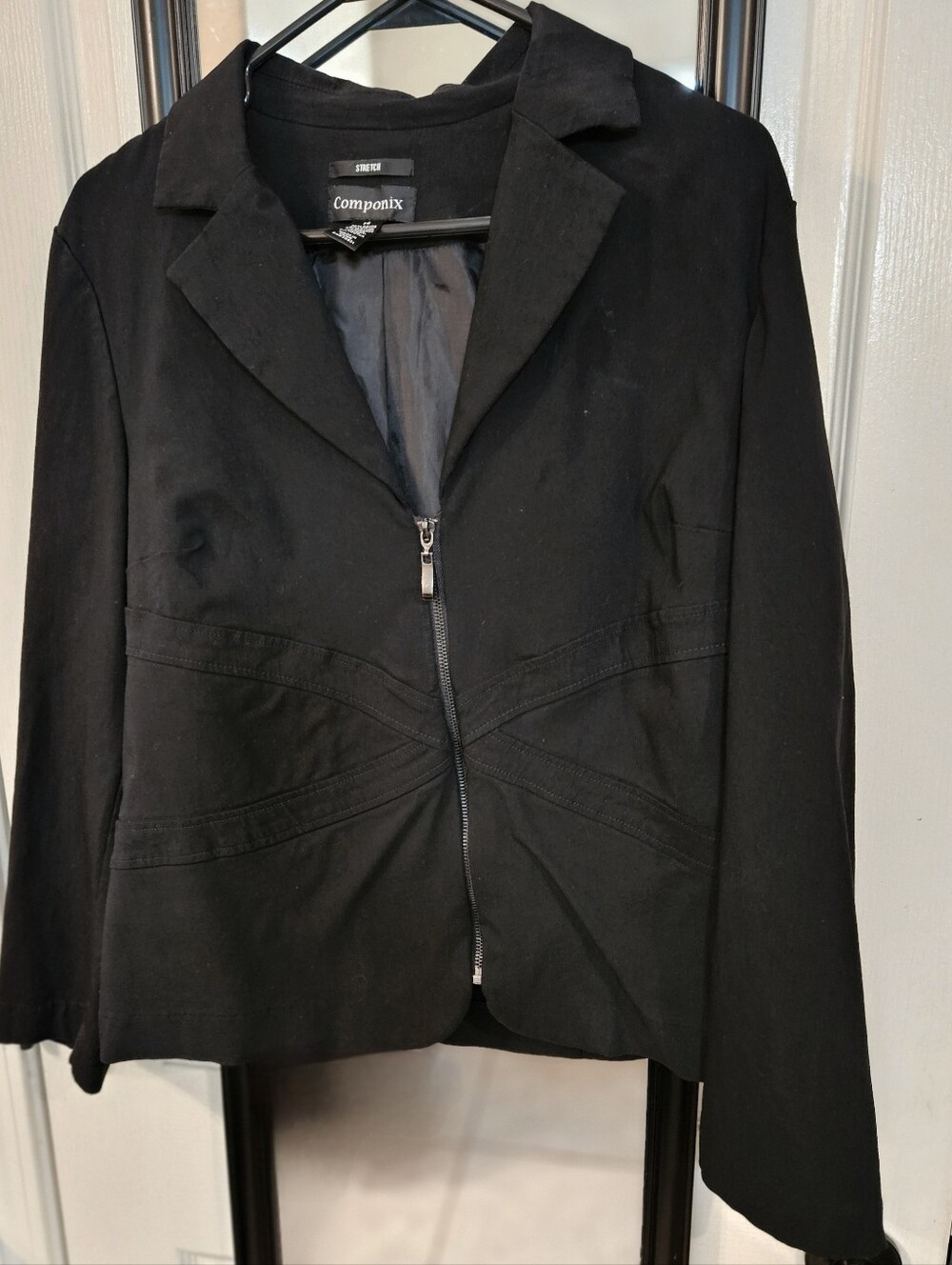 Black Zip-Front Women's Blazer Jacket